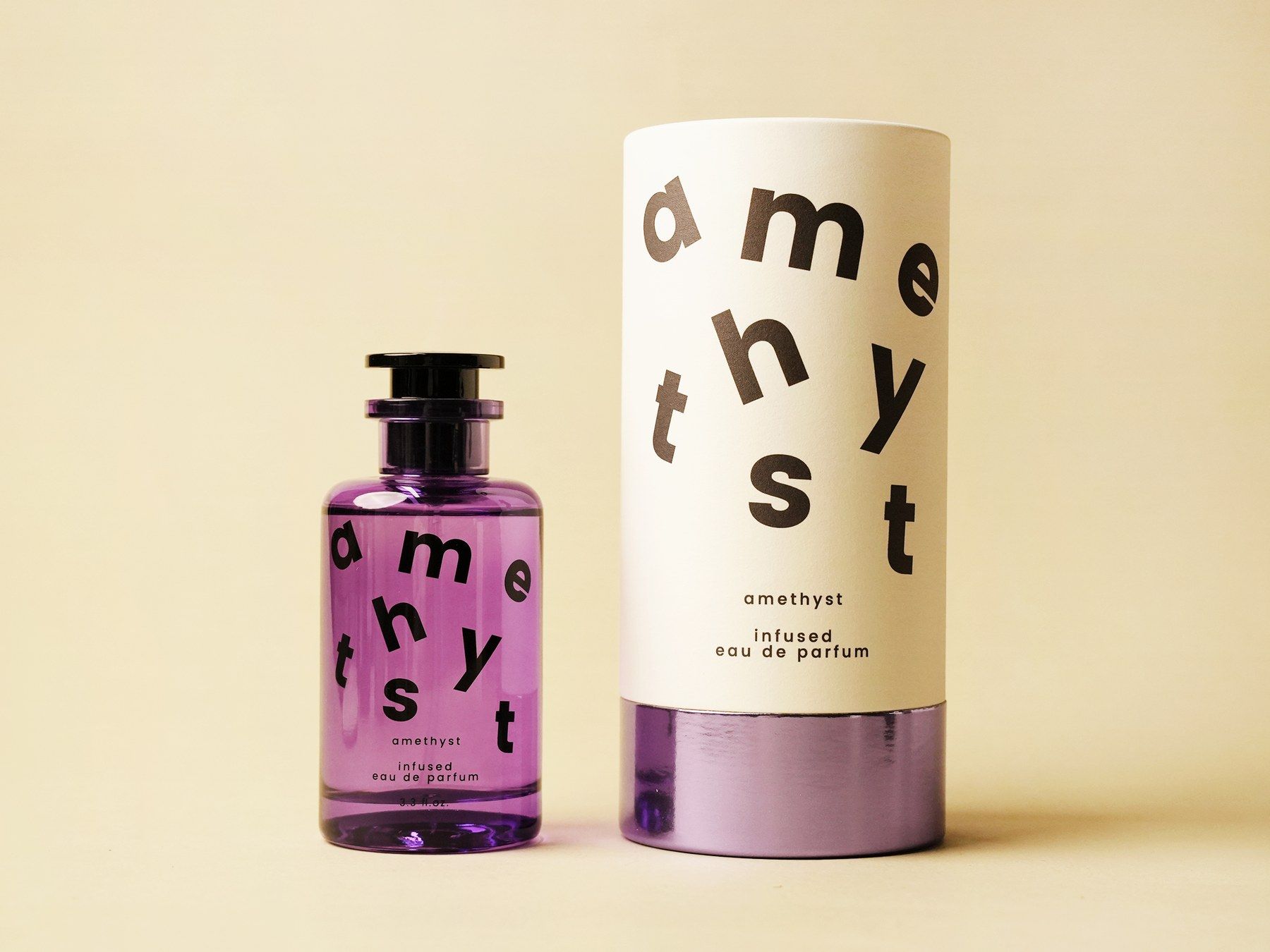 Amethyst coloured perfume bottle from the YFF catalogue